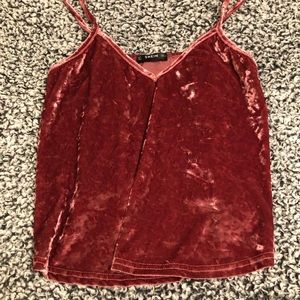 pink velvet spaghetti strap shirt